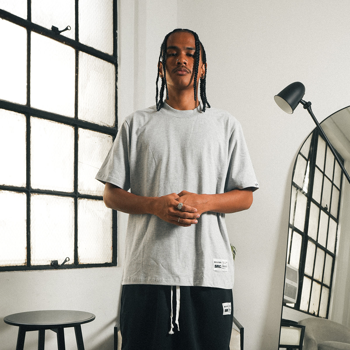 Tagged Oversized Tee - Silver