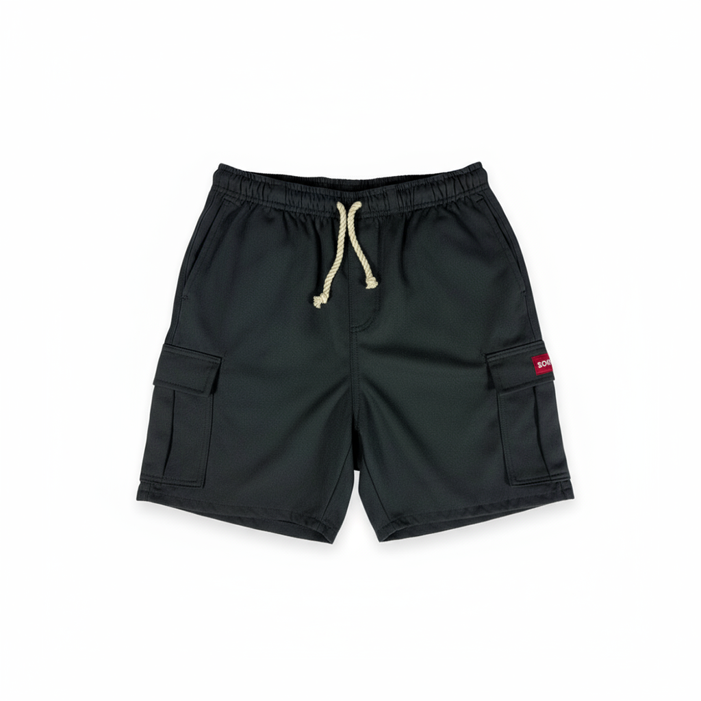 4-Pockets Cargo Shorts - Black