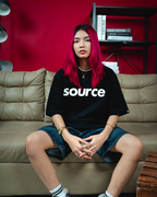 OG Logo Oversized Tee - White in Black