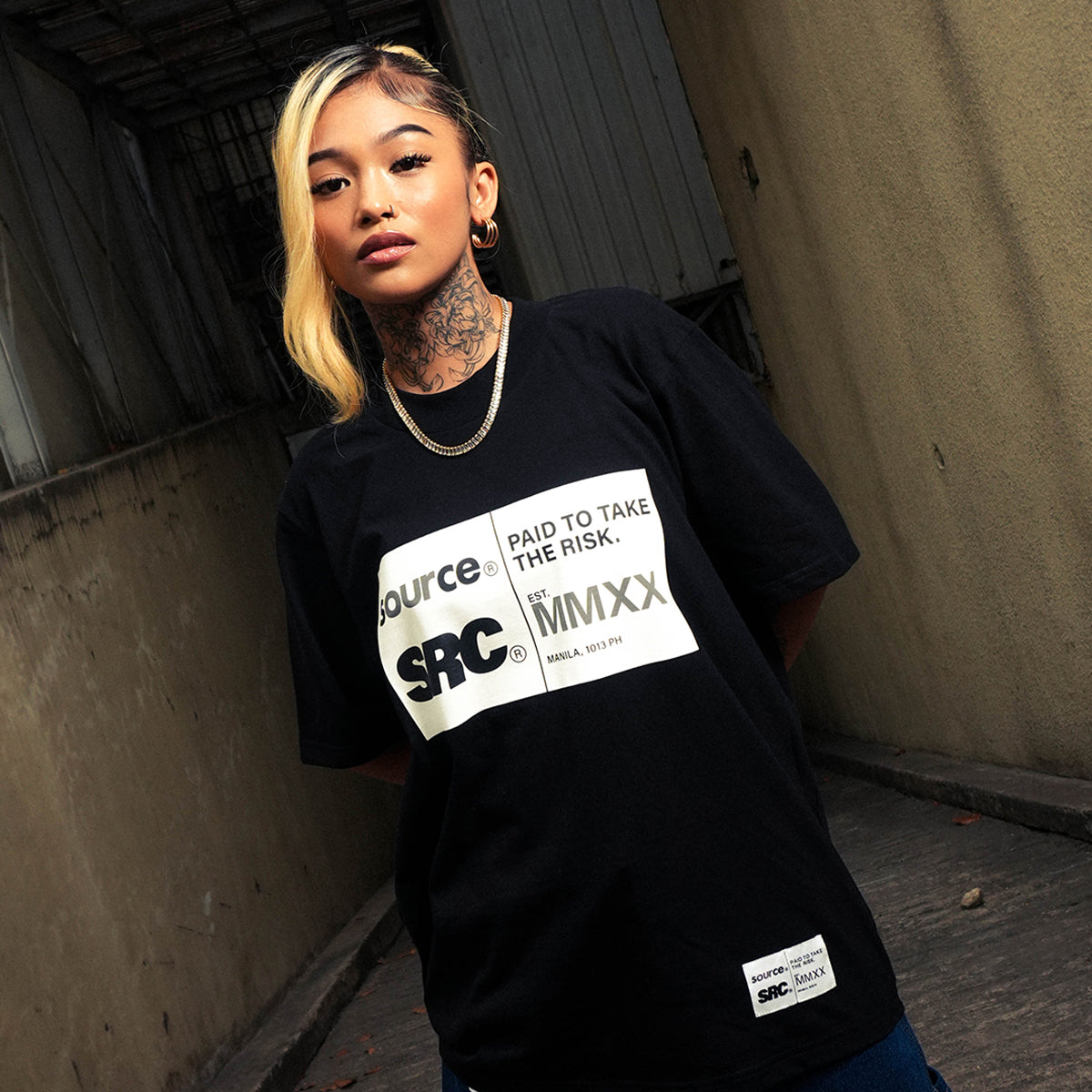 Label Oversized Tee - Black