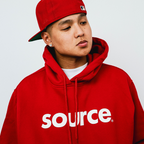 OG Logo Worldwide Pullover Hoodie - White in Red