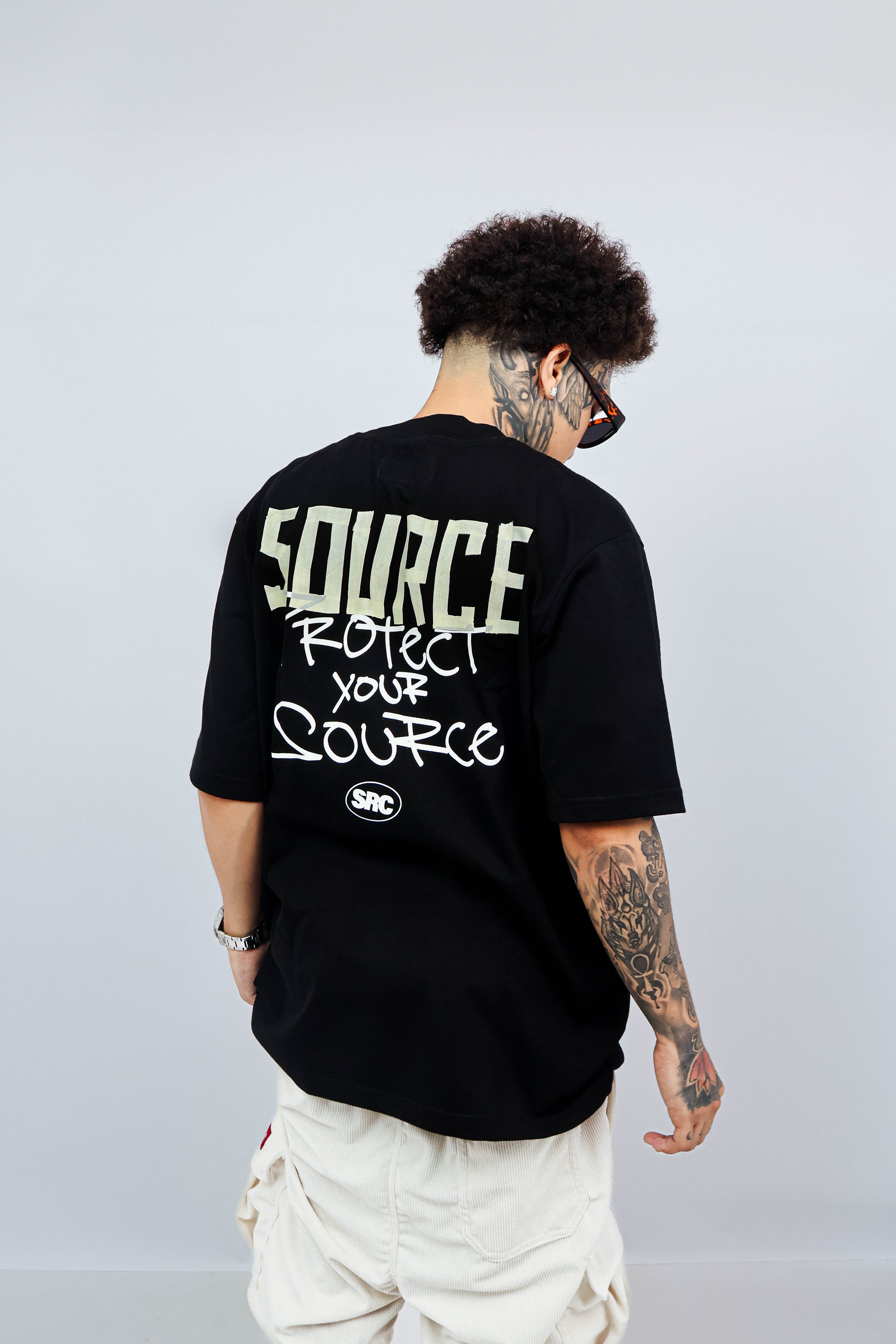 Protect Your Source Oversized Tee - Black