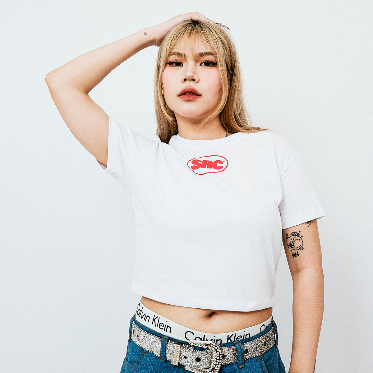 OG Logo Women's Cropped Top - Red in White