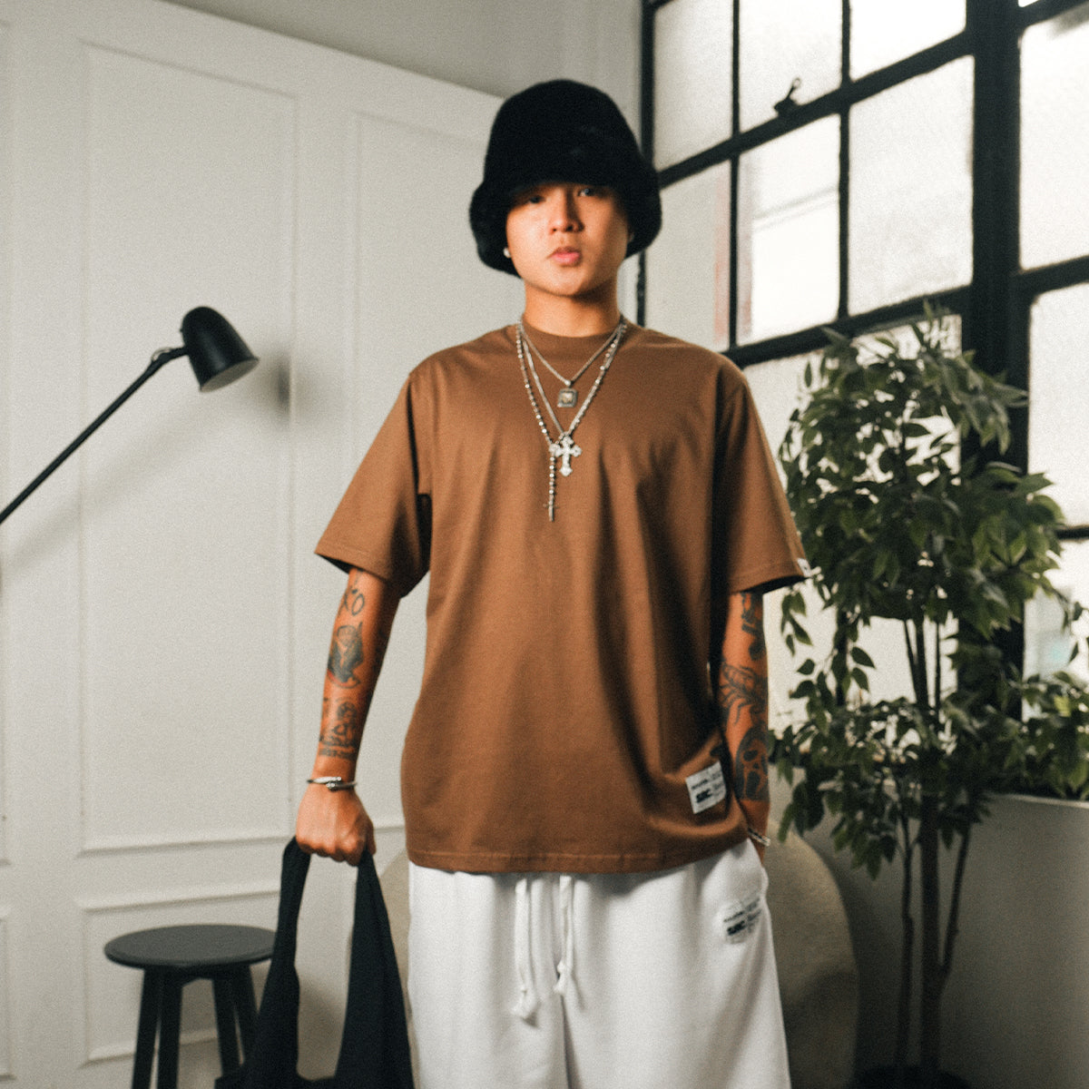 Tagged Oversized Tee - Chocolate