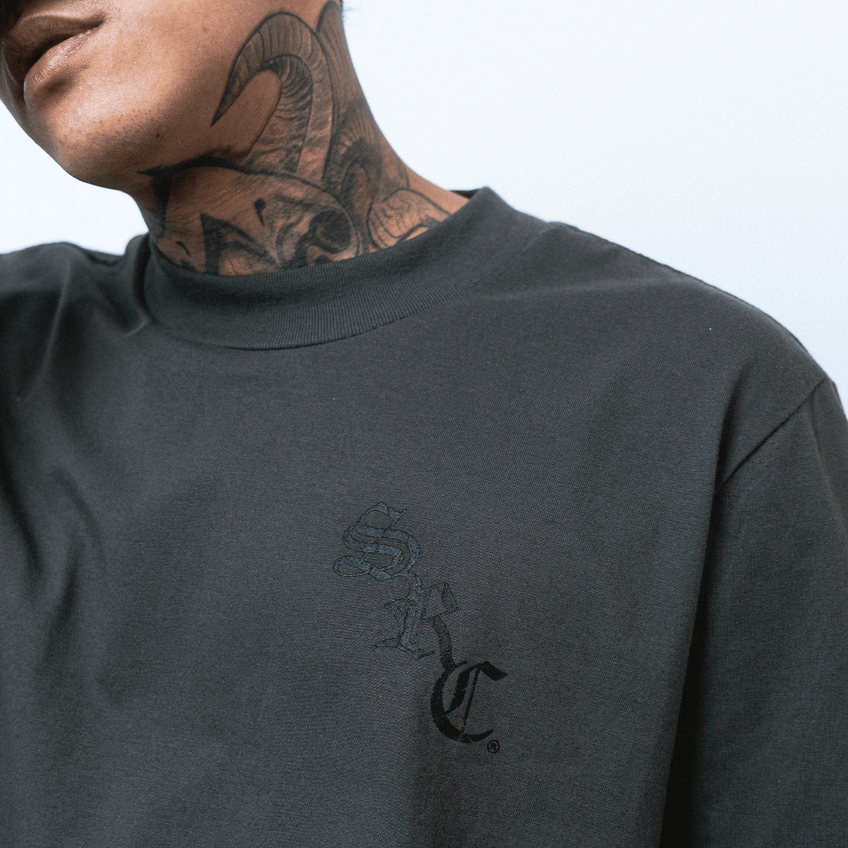 Gothic Boxy Tee - Charcoal