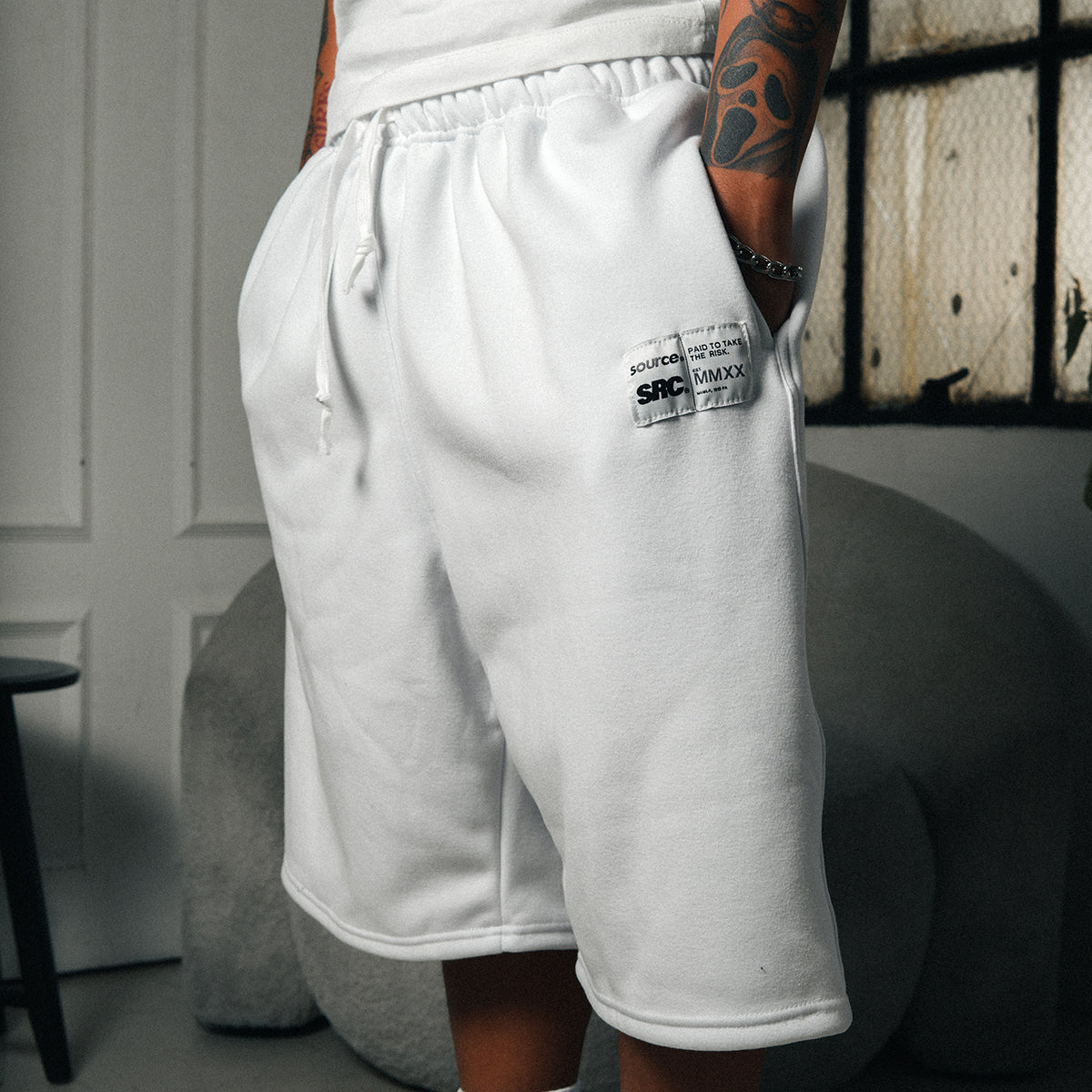 Tagged Sweatshorts - White