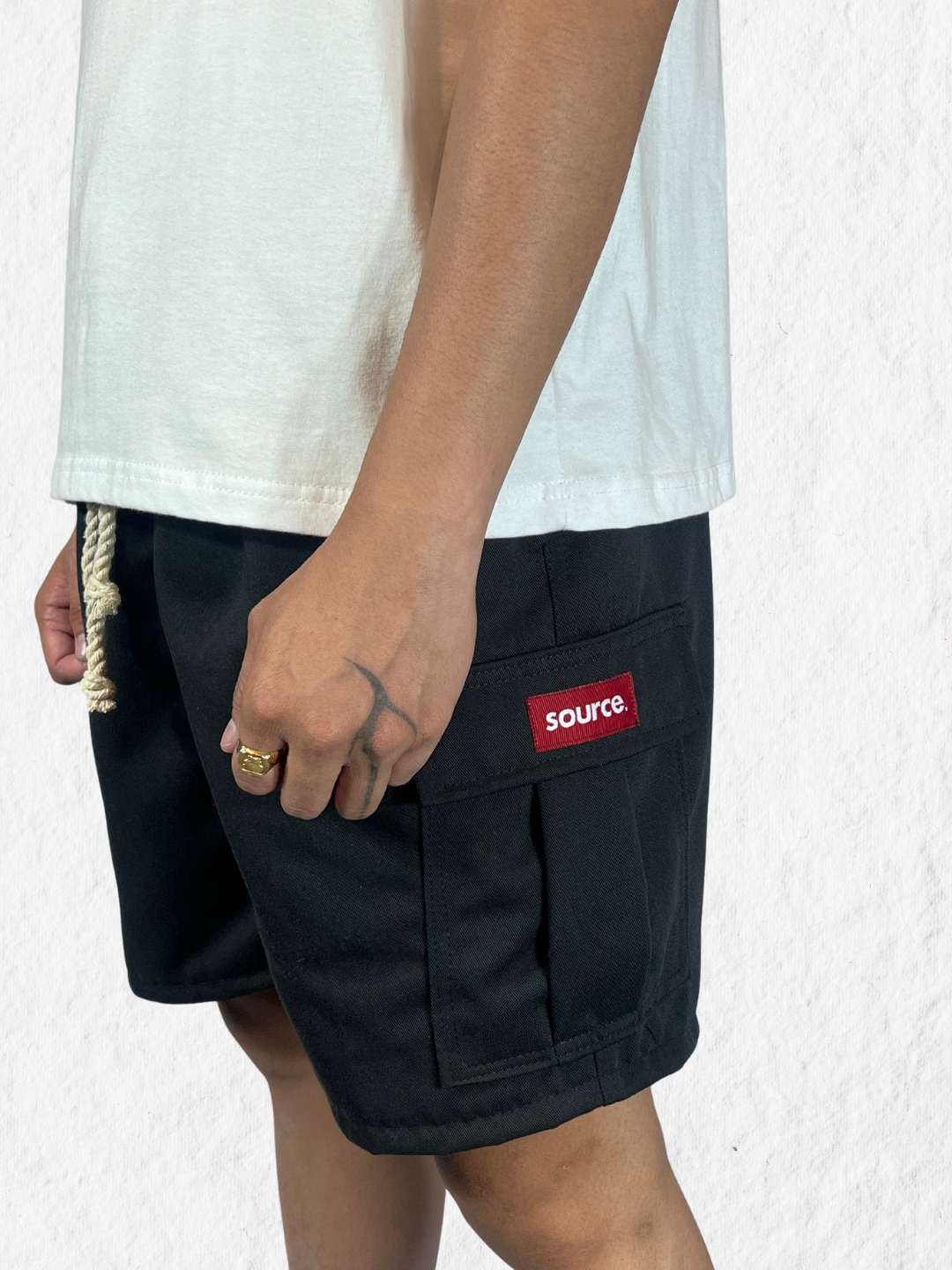4-Pockets Cargo Shorts - Black