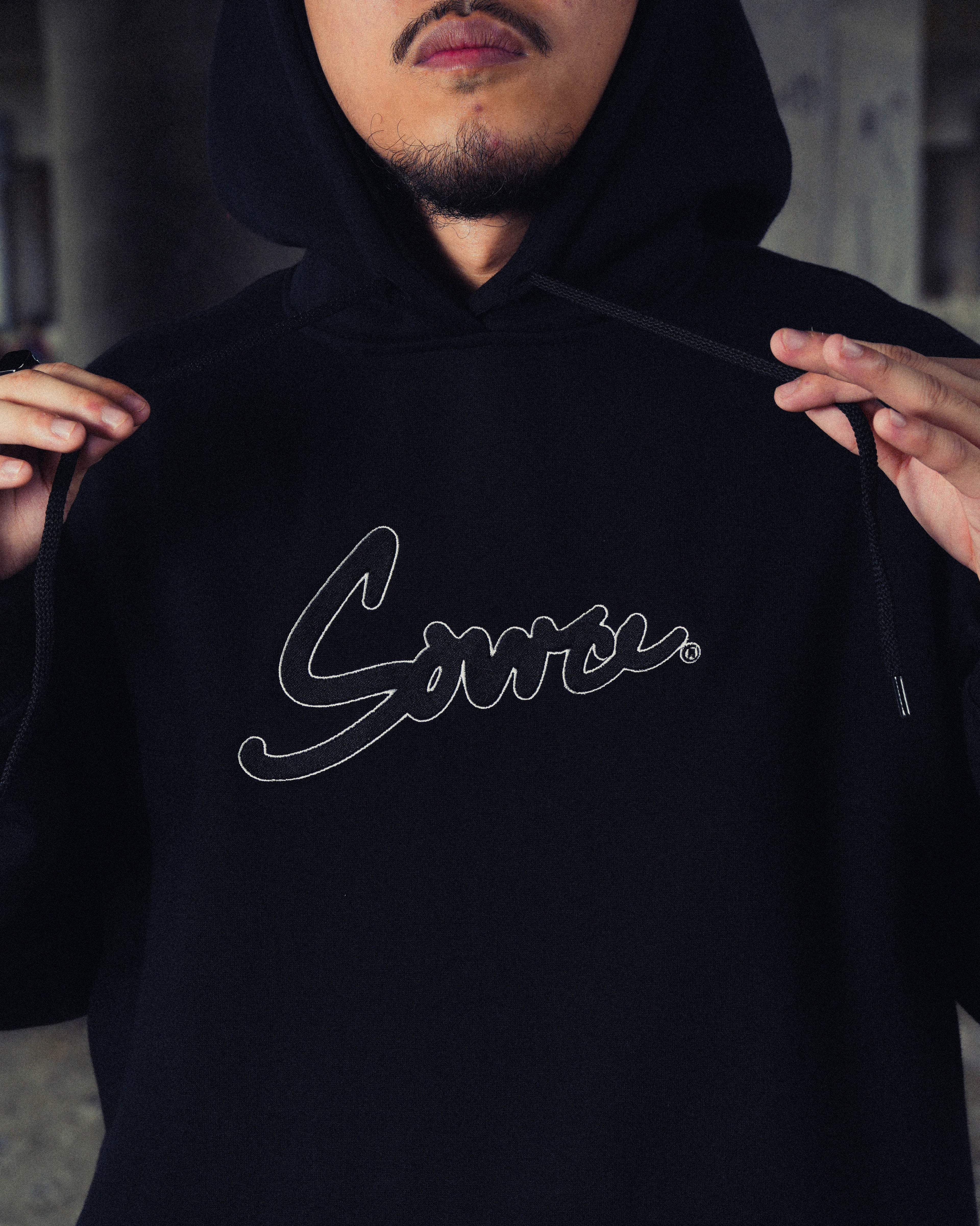 Heritage Script Pullover Hoodie - Onyx Black