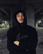 Heritage Script Pullover Hoodie - Onyx Black
