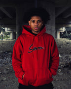 Heritage Script Pullover Hoodie - Carmine Red
