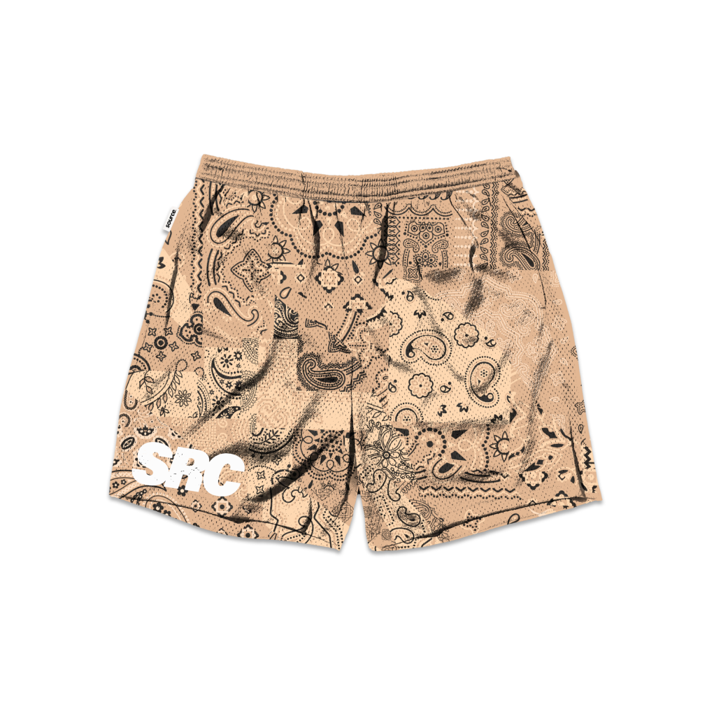 Paisley Patches Baller Mesh Shorts - Pretty Peach