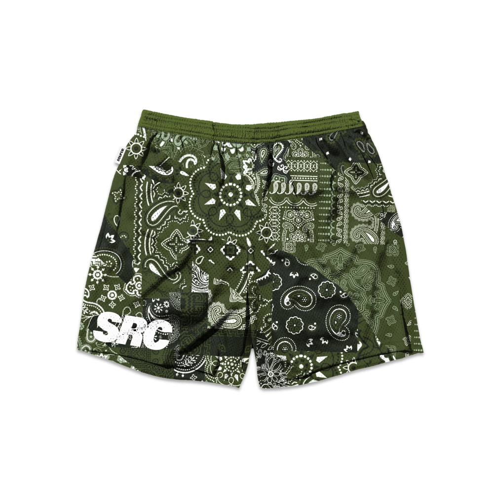 Paisley Patches Baller Mesh Shorts - Forest Green