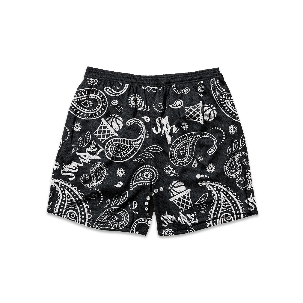 Paisley Hoops Baller Mesh Shorts - Black