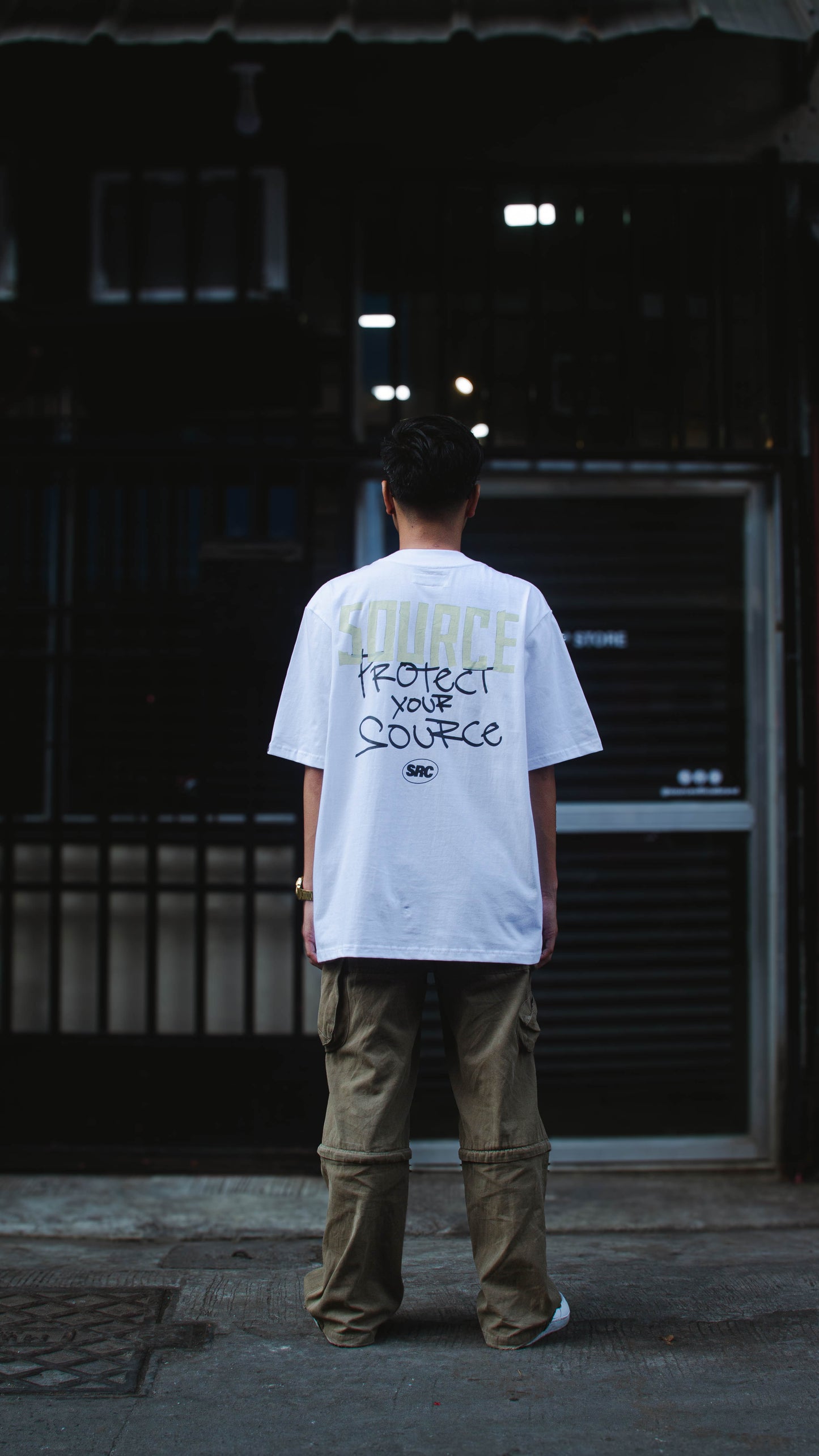 Protect Your Source in White Oversized Tee