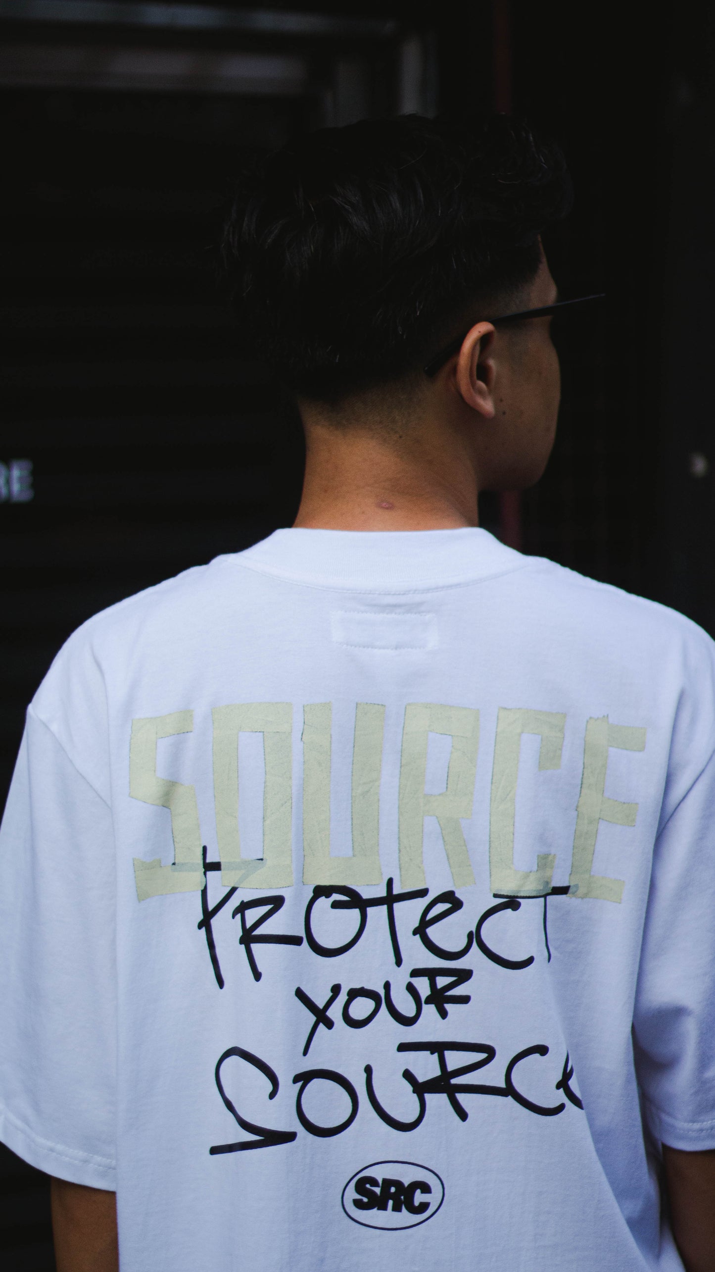 Protect Your Source in White Oversized Tee