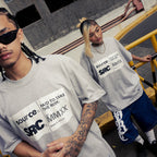 Label Oversized Tee - Silver