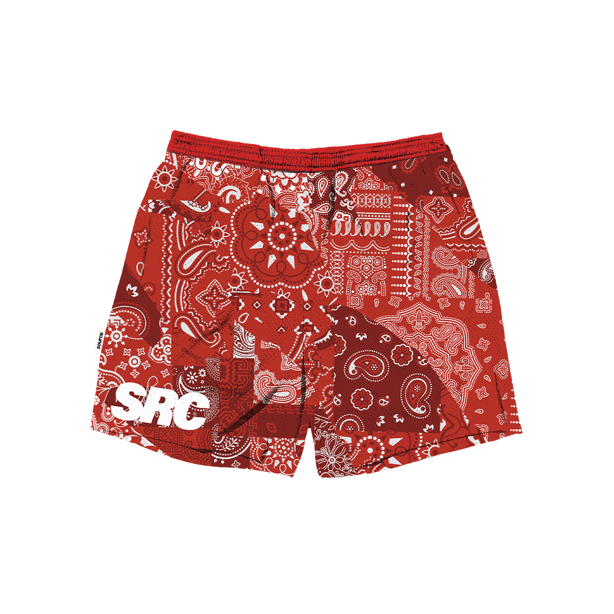 Paisley Patches Baller Mesh Shorts - Carmine
